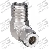 PARKER Compression Fitting Elbow: 1/2 in OD x 1/4 in Pipe Fitting Size, Compression x MNPT (MPN 8MSEL4N-316). Key specifications — Compatible Fitting Brands: Parker A-LOK; Brand: PARKER.