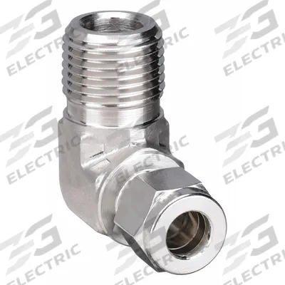 PARKER Compression Fitting Elbow: 1/2 in OD x 1/4 in Pipe Fitting Size - Double-Ferrule Stainless Steel Fittings