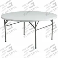 FLASH FURNITURE Folding Table: Round Table Shape, White Tabletop, 29 1/2 in, 60 1/2 in Overall Dia (MPN DAD-154Z-GG). Key specifications — attr1035217: Gray; attr1035250: White; attr1035202: FLASH FURNITURE.