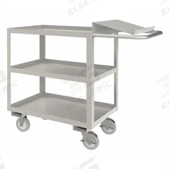 DURHAM MFG Utility Cart: 1,200 lb, 3 Shelves, 45 in L x 18 in W x 39 in H Overall Dim, Flat (MPN SOPC1618303ALU5PU). Key specifications — Caster Wheel/Tread Material: Polyurethane; Brand: DURHAM MFG; Caster/Wheel Configuration: (2) Swivel with Brake.