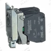 SCHNEIDER Contact Block: 22 mm Panel Mounting Size, 2NO, Momentary, ZB4 Series (MPN ZB4BZ103TQ). Key specifications — Switch Action: Momentary; Terminal Connection Type: Screw Clamp Terminals; Brand: SCHNEIDER; Compatible with Series: ZB4.
