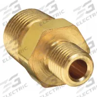 PARKER Metal Pipe Straight: Hex Nipple, Brass, 1/2 in x 1/4 in, 3,900 psi, 1 45/64 in Lg (MPN 8-4 MHN-B). Key specifications — Maximum Operating Pressure: 3,900 psi.