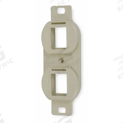 HUBBELL PREMISE WIRING Outlet Frame: Duplex, Ivory, 2 Ports - Voice & Data Housings