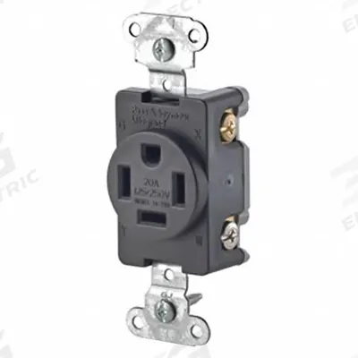 LEVITON Receptacle: Single, 14-20, Black, 125/250V AC, 20 A, 3 Pole / 4 Wire (MPN 8410) - General Purpose Receptacles