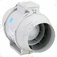 In-Line Duct Fan: 293 cfm Max., 6 in Duct, 65 W, 120V AC, 1 Ph, IP44, Thermoplastic (MPN KIT-TD150-DV). Key specifications — Includes: (1) Y Fitting; Brand: SOLER & PALAU; Speed Controllable: Yes; High-Efficiency Motor: No; Housing Material: Thermoplastic; Nameplate Voltage: 120V AC; Number of Speeds: 1; Airflow @ 0.000 in SP - Range: 250 to 499 cfm.