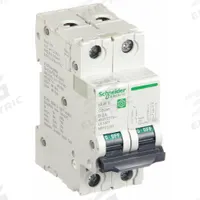 SCHNEIDER IEC Supplementary Protector: 2 A Amps, 14kA at 240V AC, Screw Clamp, C60SP, B (MPN M9F21202). Key specifications — Terminal Connection: Screw Clamp; AC Voltage Rating: 240/415/440V AC; Curve Type: B; DC Voltage Rating: Not Rated; Max. AIR Rating: 14kA at 240V AC; Series: C60SP; Brand: SCHNEIDER.