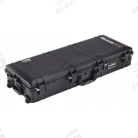 PELICAN Protective Case: 16 3/4 in x 44 in x 8 in, Convoluted/Pick and Pluck/Solid, Black, 2 Wheels (MPN 1745AIR). Key specifications — attr1188351: PELICAN; attr1188334: Plastic; attr1188336: Press and Pull Latches.