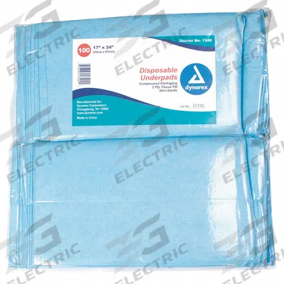 DYNAREX Disposable Underpad: Extra Heavy, Blue, 24 in Overall Wd - Incontinence Underpads