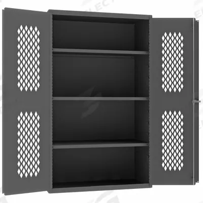 DURHAM MFG Storage Cabinet: 36 in x 24 in x 72 in, 3 Adj Shelves, Swing Handle & Keyed - Industrial Ventilated Shelf Cabinets