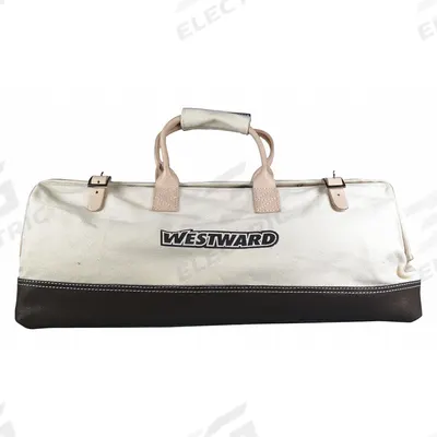 WESTWARD Tool Bag: 20 in W x 9 in D x 11 in H, Tan, Canvas, 1 Pockets, 1 Inside Pockets - Canvas Wide-Mouth Tool Bags