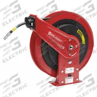 Spring Return Hose Reel: 50 ft (3/8 in I.D.), 3/8 in MNPT, 2,600 psi Max Op Pressure, Black/Red (MPN RS7650 OMP). Key specifications — Reel Color: Red; Hose Capacity: 50 ft (3/8 in I.D.); Overall Dimensions: 19-3/4 in L x 7 in W x 20-1/4 in H; Swivel Material: Nickel Plated Steel; Hose End Configuration: 3/8 in MNPT; Brand: REELCRAFT.