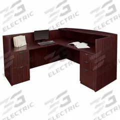 REGENCY Reception Station: Melamine, Mahogany, 42 in Overall Ht, 71 in Overall Wd, 82 in Overall Dp (MPN LRDRT2FPMH)