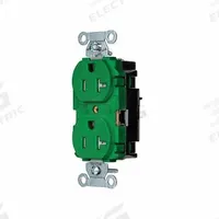 HUBBELL Receptacle: Duplex, 5-20, Green, 125V AC, 20 A, 2 Pole / 3 Wire (MPN BR20STGNTR)
