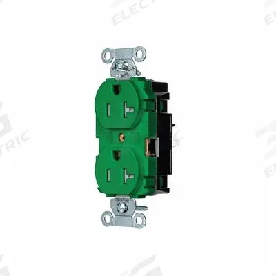 HUBBELL Receptacle: Duplex, 5-20, Green, 125V AC, 20 A, 2 Pole / 3 Wire (MPN BR20STGNTR) - General Purpose Receptacles