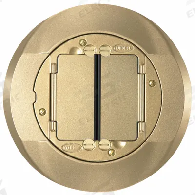 HUBBELL WIRING DEVICE-KELLEMS Floor Box Cover and Carpet Flange: Round, Gold, Brass - Brass Electrical Floor Box Covers
