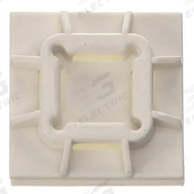 PANDUIT Cable Tie Mounting Base: 0.2 in Slot Wd, 0.06 in Slot Ht, White, 0.75 in Wd - Adhesive Mount Cable Tie Bases