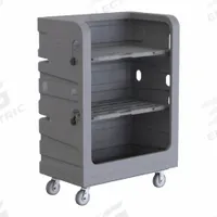 R&B WIRE PRODUCTS INC. Cube Truck: 48 in L x 29 in W x 69 in H, (2) Rigid/(2) Swivel, Gray, Rubber (MPN 749G-PS). Key specifications — Manufacturer Part Number: 749G-PS; Brand: R&B WIRE PRODUCTS INC.; Caster/Wheel Configuration: (2) Rigid; Color: Gray.