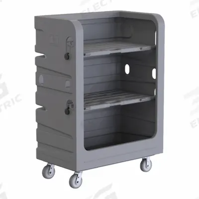 R&B WIRE PRODUCTS INC. Cube Truck: 48 in L x 29 in W x 69 in H, (2) Rigid/(2) Swivel, Gray - Vertical Cube Trucks