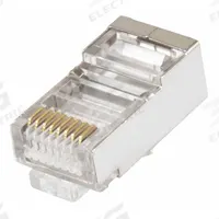 MONOPRICE Modular Plug: Modular Plug RJ45, Stranded, 5 Cable Category, 100pk Pack Size, 100 (MPN 7300). Key specifications — Brand: MONOPRICE; Color: Clear; Compatible Cable Shape: Round; Compatible Number of Fibers: Duplex; Compatible Wire Solid/Stranded: Stranded; _Pack Size: 100pk.