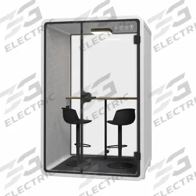 FLEXISPOT Office Pod: WorkCube, 2 Seating Positions, White, Aluminum, 90 1/2 in Ht - Max - FlexiSpot Office Pods