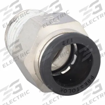 PARKER Push-Fit Fitting: 1/2 in OD x 3/8 in Pipe Size, Push-to-Connect x MNPTF - Nickel-Plated Brass Tube Fittings