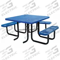 GRAINGER ADA Picnic Table: Expanded Metal, Thermoplastic Coated, Blue, 29 5/8 in Overall Ht, 4HUR3. Key specifications — Brand: GRAINGER; Tabletop Color: Blue; Manufacturer Part Number: 4HUR3; Standards: ADA Accessible; Product Type: ADA Picnic Table; Frame Material: Steel.