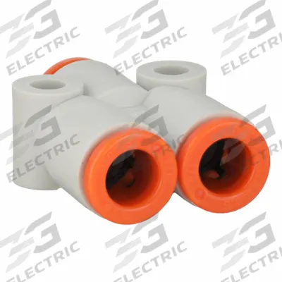 SMC Push-Fit Wye Fitting: 1/4 in OD x 1/4 in OD x 1/4 in OD Size, Polybutylene Terephthalate - Polybutylene & Brass Tube Fittings