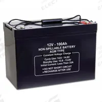 APPROVED VENDOR Sealed Lead Acid Battery: 12V DC, 100 Ah Capacity, 8.46 in Ht, 12.95 in Wd, ABS (MPN 47025). Key specifications — Terminal Connection: Tab with 0.315 in Bolt Hole; Battery Cycle Type: Dual Purpose; Brand: APPROVED VENDOR; Housing Material: ABS.