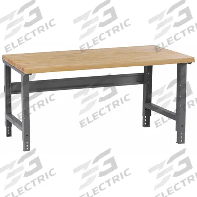 TENNSCO Workbench: Adj Ht, Laminated Hardwood Butcher Block, 60 in x 30 in - Open-Base Workstations