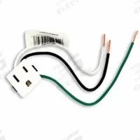 LEVITON Receptacle: Single, 5-15, White, 125V AC, 15 A, 2 Pole / 3 Wire (MPN 1374-1W)