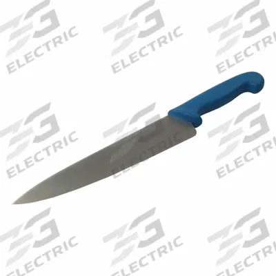 DETECTAMET Cooks Knife: Straight, Stainless Steel Blade, Polymer Handle, Blue Handle - Metal-Detectable Knives