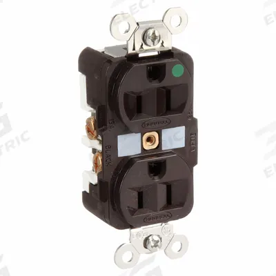 HUBBELL Receptacle: Hospital Grade Fed. Spec., Duplex, 5-15R, Brown, 125V AC, 15 A - General Purpose Receptacles
