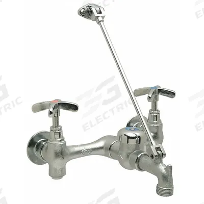 ZURN Straight Service Sink Faucet: Wall, Widespread, Brass, Chrome, 6 gpm Flow Rate - Widespread Utility Faucets