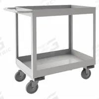 APPROVED VENDOR Utility Cart: 600 lb, 30 in L x 16 in W Shelf, 2 Shelves, Silver, Flat (MPN SRSC32016302ALU4PU). Key specifications — Caster/Wheel Configuration: (4) Swivel; Brand: APPROVED VENDOR; Caster Wheel/Tread Material: Polyurethane.