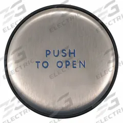 BEA Exit Push Button: 6 in Ht, 1 in Dp, 6 in Wd, ADA Compliant, Plastic/Stainless Steel, Gray (MPN 10EMR6). Key specifications — Product Type: Exit Push Button; Operation Type: Push; ADA Compliant: Yes; Brand: BEA; Color: Gray.