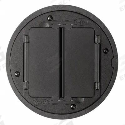 HUBBELL WIRING DEVICE-KELLEMS Floor Box Cover and Tile Flange: Round, Black, Cast Aluminum - Aluminum Electrical Floor Box Covers