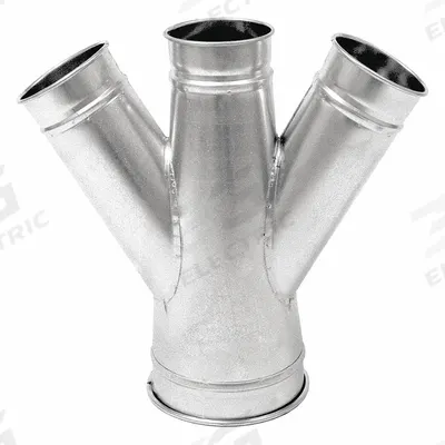NORDFAB 7"dia 23"L 30° GSteel Double Branch: Steel, For 7 in Duct Dia, 23 in Overall Lg - Branches