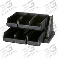 CAMBRO Condiment Organizer: 6 Compartments, Black, 20 1/8 in Overall Wd, 17 1/4 in Overall Dp (MPN 6RS6110). Key specifications — Includes: (6) Bins; Material: Plastic; NSF Certified: No; Product Type: Condiment Organizer; Brand: CAMBRO; Manufacturer Part Number: 6RS6110.