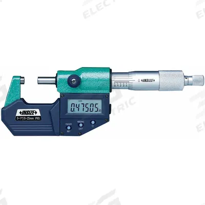 INSIZE IP65 Digital Outside Micrometer: 2 in to 3 in /50 mm to 75 mm, Inch/Metric - Micrometers with SPC Output for Harsh Environments