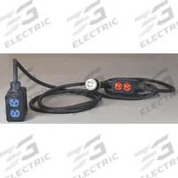 KH INDUSTRIES Power Stringer: 30 ft Lg, 2 Outlet Boxes, 4 Outlets, 12/4, L14-20P Plug, 125/250V AC (MPN PS6DD2-520-B12G-L1420D). Key specifications — Power Indicator: No; NEMA Plug Configuration: L14-20P; Temperature Rating: -40° to 194°F; Brand: KH INDUSTRIES.