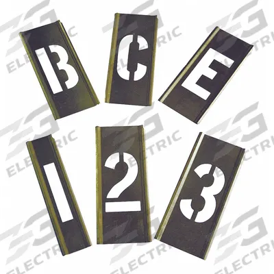 APPROVED VENDOR Stencil Set: 2 in Character Ht, 1 1/2 in Character Wd - Brass Interlocking Stencil Sets