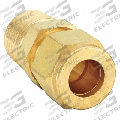 PARKER Compression Fitting Adapter: 1/2 in OD x 1/2 in Pipe Size, Compression x MNPT - Single-Ferrule Brass Compression Fittings