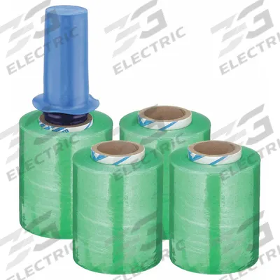 APPROVED VENDOR Stretch Wrap Film: 80 ga Gauge, 5 in Overall Wd, 1,000 ft Overall Lg, Green - Reusable Handle Color-Coded Stretch Wrap