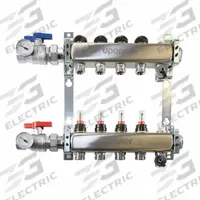 UPONOR Manifold Assembly: Stainless Steel, 1 1/4 in, 3/4 in, 1 Inlets, 1 Outlets, 3.46 in Overall Wd (MPN A2720602). Key specifications — Material: Stainless Steel; Brand: UPONOR.