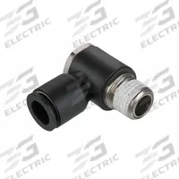 LEGRIS Push-Fit Elbow Fitting: 1/4 in OD x 3/8 in Pipe Size, Push-to-Connect x NPT, Black (MPN 3018 56 18). Key specifications — Brand: LEGRIS; Thread Size A: 3/8".