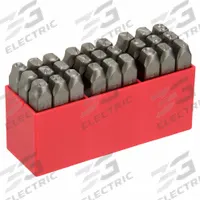 APPROVED VENDOR Hand Stamp Kit: Ampersand (&)/A thru Z, 3/8 in Character Ht, 3 3/8 in Shank Lg (MPN 1F109). Key specifications — Material: Steel; Brand: APPROVED VENDOR; Characters Included: A thru Z.