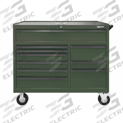 KENNEDY Roller Cabinet: Green / Green Drawer, 48 1/2 in W x 20 in D x 43 1/4 in H - Electric-Enabled Heavy-Duty Rolling Tool Cabinets