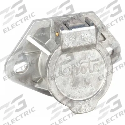 GROTE Trailer Receptacle: Solid Brass Pins, 3 15/16 in Dia (MPN 87250) - Fleet and Vehicle Maintenance