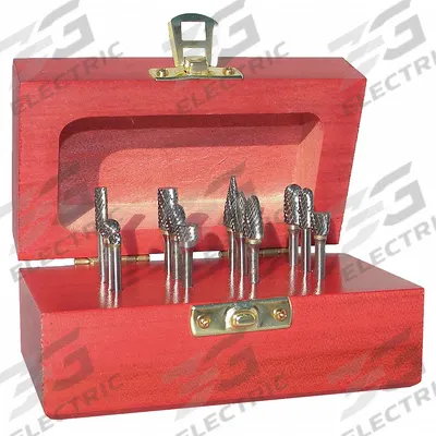 APPROVED VENDOR Carbide Bur Set: 1/4" Shank, Double Cut, 1/4" Head Dia - Double-Cut Carbide Bur Sets