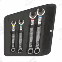 WERA Combination Wrench Set: Alloy Steel, Nickel Chrome, 4 Tools, 10 mm to 19 mm Range of Head Sizes (MPN 05073290001). Key specifications — attr309581: Nickel Chrome; attr309580: Alloy Steel; attr309571: Yes; attr309583: No; attr309587: Yes; attr324931: WERA; attr309569: 10 mm to 19 mm; attr309572: Pouch.